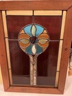 Vintage Stained Glass Vibrant Colors Flower Window 23   x 16 X 1 5 Wood Framed