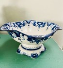 Vintage Gzhel Porcelain Large Vase For Fruits Hand Made Hand Painted Rare