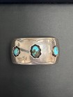 Vintage Native American Navajo Sterling Silver   Turquoise Shadowbox Cuff