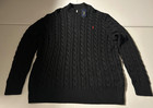 Nwt s Polo Ralph Lauren Quarter Zip Cable Knit Black Sweater 2xlt Tall  168