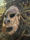 Vintage Papua New Guinea Sepik Style Tribal Wall Mask Hand Carved Wood