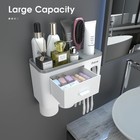 Toothbrush Holder Wall Mount W  Toothpaste Dispenser   2 Cups White
