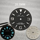 28 5mm Black Watch Dial Ice Blue Lume For Nh35 8215 Movement Watch Parts