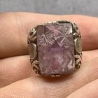 Beautiful Ancient Roman Amethyst Intaglio Gemstone Solid Silver Ring