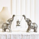 Silver Elephant Statue Figurine  Good Luck Decor Gift For Living Room Office