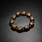 Rare Energy Tibetan Old Agate Dzi God Of Wealth Beads Amulet Bracelet K0425