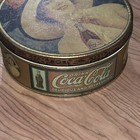 Vintage Gold Tone 1984 Round Coca Cola Tin With Lid 7   
