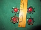 4 Vtg Bakelite Lg Flower Buttons Green Wshades Brown Throughout Red Brown Center