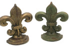 Vtg Cast Iron Fleur De Lis Bookends Pair Of 2 - Bronze Color Rustic Decor 7 75 