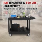 2 Tier Service Cart Plastic Utility Service Cart Flat Top With 360  swivel Wheels
