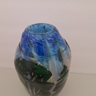 Vintage Blown Glass Vase Trees Nature Country Woods Forest Signed Rare
