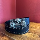 Gothic Skull Belt Black Studded Punk Rock   See No Evil Buckle   Metal Biker