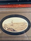 Vintage Barlow Scrimshaw Of Navel Scenes Pair
