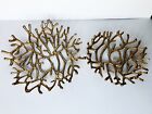 Gold Aluminum  Decorative Bowls trays Centerpiece Coastal Coral Reef Set Of 2