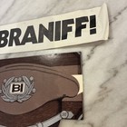 Vintage Braniff Airlines Advertising Bumper Sticker   Rare Souvenir Pilot Hat
