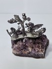 Vintage Spoontiques Pewter Figurine Mythical Wizard Dragon Amethyst Geode