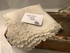 1690    vtg Antique Fine Batiste   Bobbin Lace Wedding Handkerchief As Found