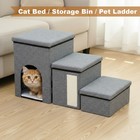 Foldable Pet Ramp Stairs 3 Steps Dog Cat Ladder For High Bed Storage Ulility Box