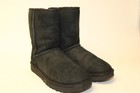 Ugg Women Size 7 38 Classic Short Ii Black Suede Shearling Pull On Boots 1016223