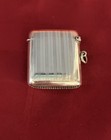 Antique Birmingham Sterling Silver Etched Vesta Match Safe Case Gold Wash 1919