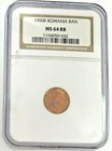 Romania 1900 Bronze 1 Ban King Carol I Ngc Ms64 Nothing Without God s Will