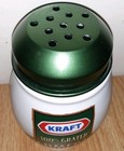 Kraft 100  Grated Parmesan Cheese Shaker White Ceramic Logo Green Metal Lid