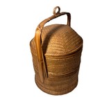Vintage Chinese Wedding Basket  2 Tier  Rare Woven Wicker   Bamboo Cane