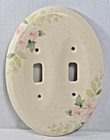 Vintage Oval Porcelain Double Light Switch Cover Floral Pink Flowers