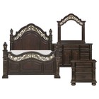 Classic 4pc Antique Espresso King Queen Poster Bedroom Set Traditional B d m n