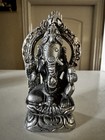 Vintage Ganesha Hindu God Alter Statue Small 3 5  Silver Tone Metal Figurine