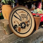 Vintage Mexican Folk Art Owl Tonala Stoneware Hand Painted Pottery Signed Plate