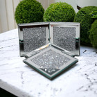 4 Pack Crushed Diamond Crystal And Mirror Coasters Set Of 4 Glittering Silver Co