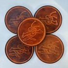 Vintage 1979 Leather Coasters Set Of 5 With Holder General Motors Gmad Wilm  De