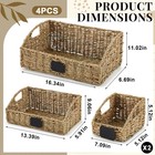 4 Pcs Natural Seagrass Storage Baskets Set Stackable Handwoven Wicker Storage   