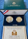 1992 The Columbus Quincentenary Coin Two Coin Proof Set Silver Dollar  Coa   Box