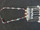 Antique Handmade Tribal Central Asian Large Necklace With Turquoise   Glass Nice