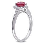Amour Sterling Silver Created Ruby And 1 10ct Tdw Diamond Ring