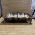 Vintage Silver Plate Footed 2 Compartment Serving Dish Buffet Bs3