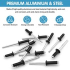 500pcs Black Aluminum Pop Rivets Assortment Kit  14 Sizes With Case