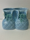 Vintage Blue Ceramic Baby Bootie Planter Vase For Nursery D  cor