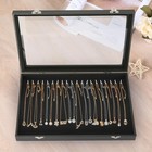 Velvet Necklace Organizer Box 20 Hooks Jewelry Display Tray Black