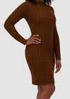 Jessica Howard Womens Brown Long-sleeve Bodycon Knit Sweater Dress Size Xl