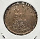 1884 Great Britain 1 Farthing High Grade Bronze Coin-20mm-victoria-km 753