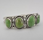 Vtg Navajo Sterling Silver High Grade Royston Turquoise 5 Stone Cuff Bracelet