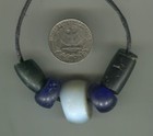 African Trade Beads Vintage Antique Glass Beads Dutch European Moon Cobalt Green