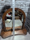 Antique 22 5x19x8 5  Ornate Wood Dresser Top Shaving Mirror Vanity Art Deco Vtg