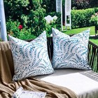 Outdoor Waterproof Throw Pillow Covers 18x18 18  X 18   pack Of 2  Blue Leaves