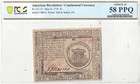 May 9  1776  1 One Dollar Continental Currency Fr-cc-31 Pcgs Au-58 Ppq