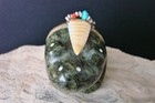 Vintage Zuni Carved Serpentine Frog Fetish By Anderson Weahkee   d 