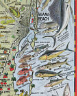 1930 Pictorial Map Of Dade County Florida Fishing Wall Art Poster Print Decor